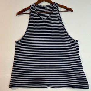 Athleta Essence Navy Gray Stripe Racerback Tank Top Size M